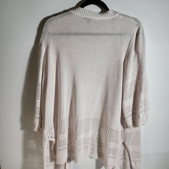 Hannah Cream Knit Cardigan 3/4 Sleeve Size L | Boho - Picture 2 of 4